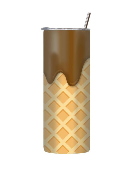 Brown 20 Oz Tumbler with Lid Straw Trendy Ice Cream Pattern Graphic Gift218