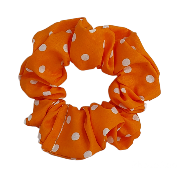 M&amp;N Hair Scrunchie - Orange with White Dot