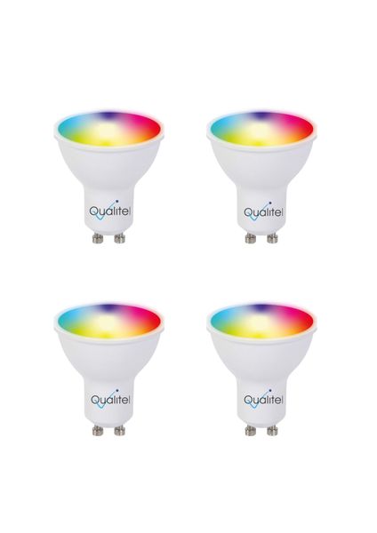 Qualitel Smart Light Bulb GU10 /Quad pack - 5W RGB &amp; Cool + Warm White