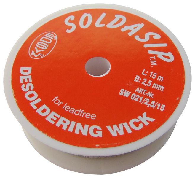 Edsyn (SW021/2,5/15) Desoldering Braid, Soldasip, Rosin, 2.5mm x 15m