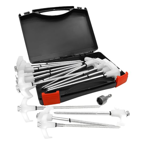 16 Piece Stakes Glow In The Dark Tent Peg Set with Carry Case - Black