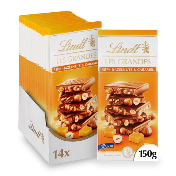 Lindt Les Grandes Caramel Hazelnut Slab - 14 x 150g
