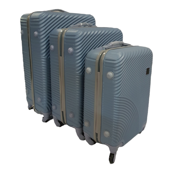 Sastro Quality Hard Shell Suitcase Set 3 Piece Wave - Light Blue