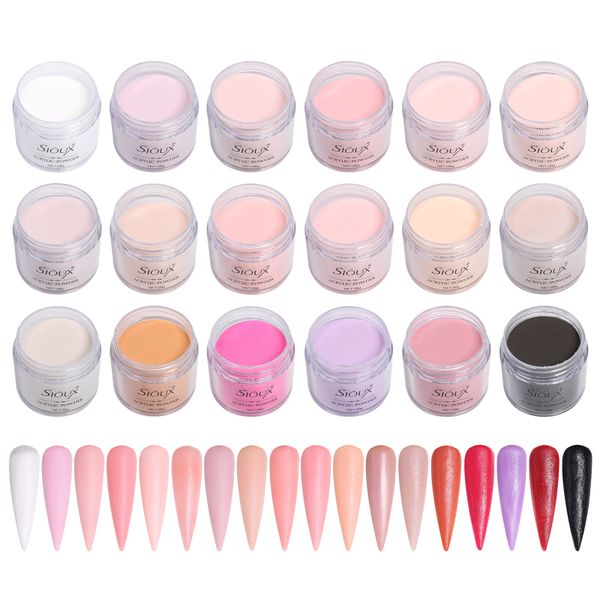 Sioux Acrylic Powder 18 Pieces Set - Professional Nail Extensions and Dipping