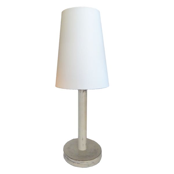 Cream Wash Wooden Bedside Lamp with White Shade