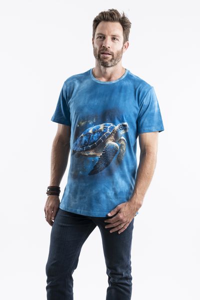 Kool Africa - Sea Turtle from Side - Blue Cotton T-Shirt
