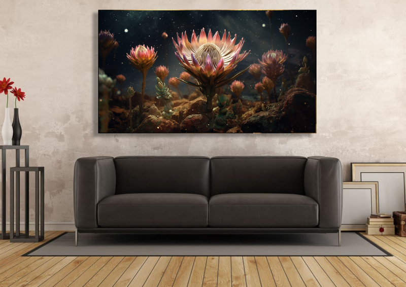 Canvas Wall Art - Protea Cosmos Abstract - IM0333