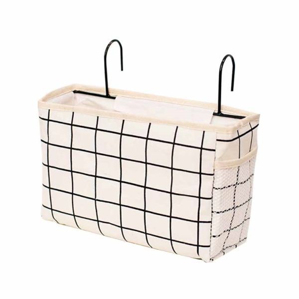 Hanging Bag Bedroom Bedside Debris Storage Bag-Black and White