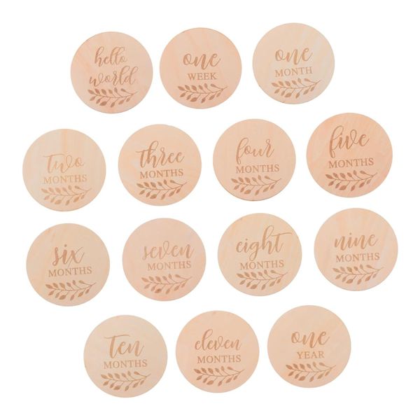 Wooden Monthly Milestone Cards &amp; Discs Growth Tracking Photo Props