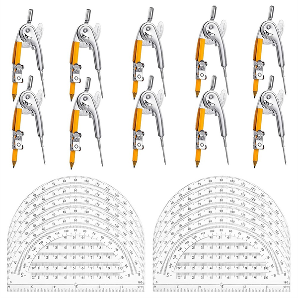 20 Sets Student Protractor and Compass Set