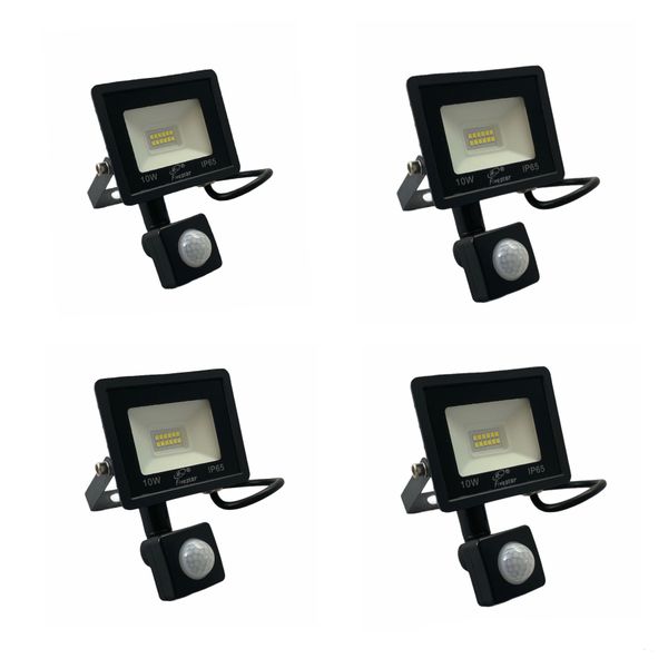 4 Pack - 10w Motion Sensor LED Floodlight