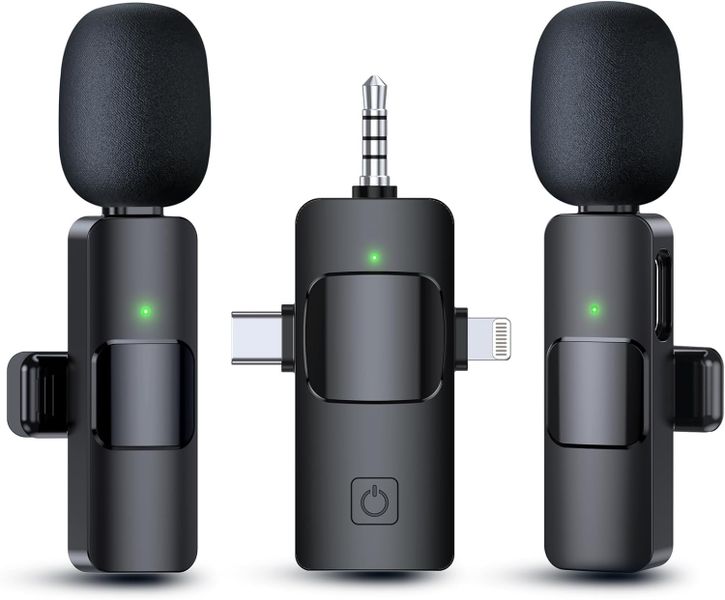 3 in 1 Wireless Microphone for iPhone, Android, Camera, USB-C Microphone