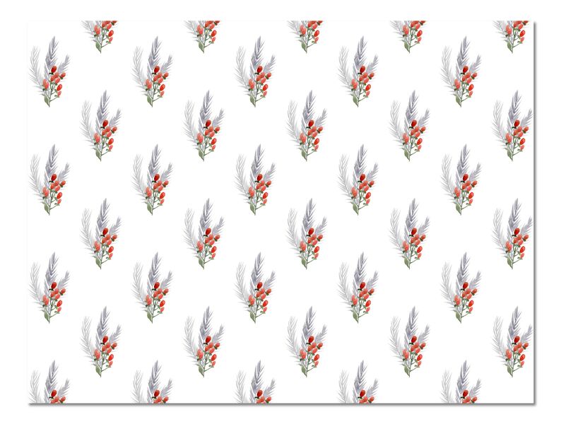 A3 Disposable Paper Placemat Set - Watercolour Holly Berry