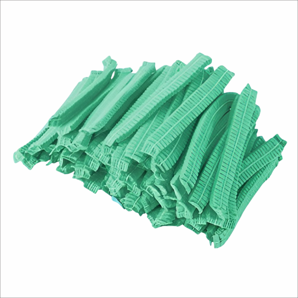 200 Green Disposable Mop Caps - 18'' Non-Woven Hair Nets for Hygiene