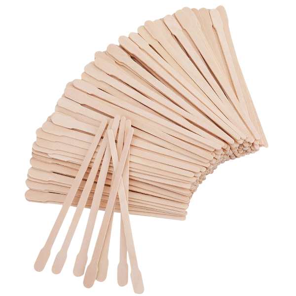 200-Piece Eco-Friendly Disposable Wooden Wax Spatula Sticks - Brown