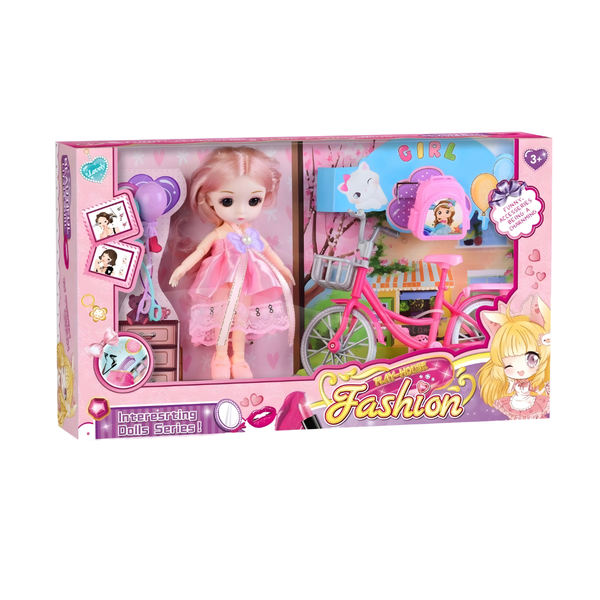Fashion Doll Playset with Bicycle &amp; Accessories - Toys for Girl