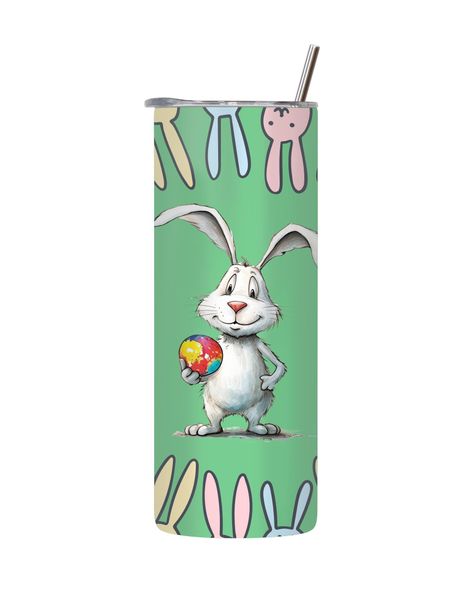 Centre Bunny 20 Oz Straight Skinny Tumbler Trendy Easter Graphic Present082