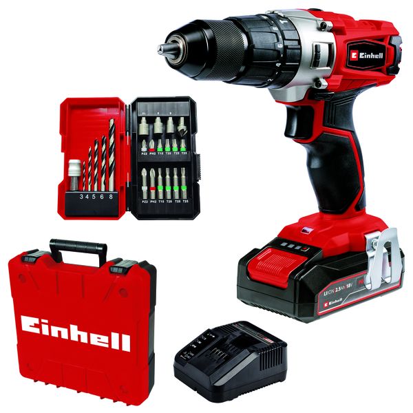 EINHELL Power X-Change Cordless Impact Drill TE-CD 18/2 Li-i +22 (1x 2,5Ah)