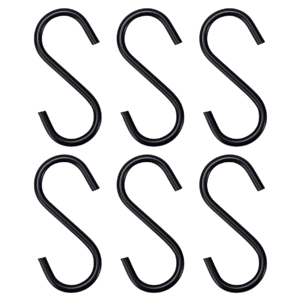 6 Piece Multi-Purpose Stainless Steel S-Shaped Hooks - Black