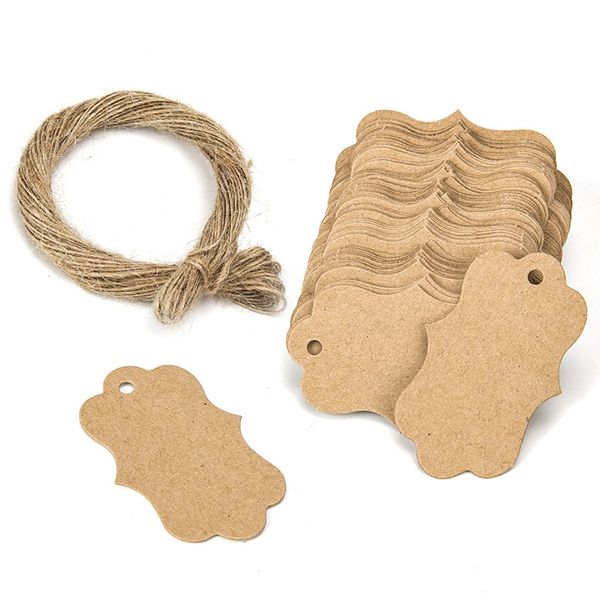 Cre8tive 100PCS Kraft Packaging Tags With Twine (Brown)
