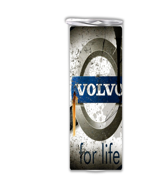 15 oz Skinny Tumbler with straw &amp;lid-Double Wall-Volvo