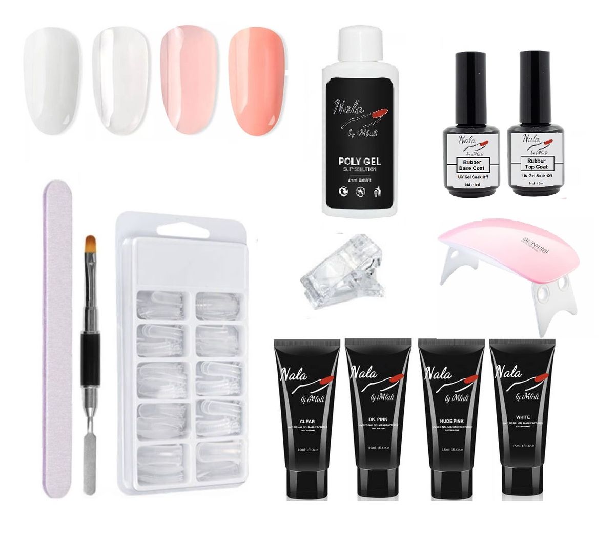 Nala by iMbali Acrylgel Complete Polygel Kit with Sun Mini Nail Dryer ...