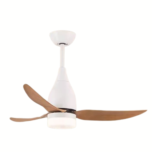 Ceiling Fan Light with Wooden Blades - Natural Wood/White Body