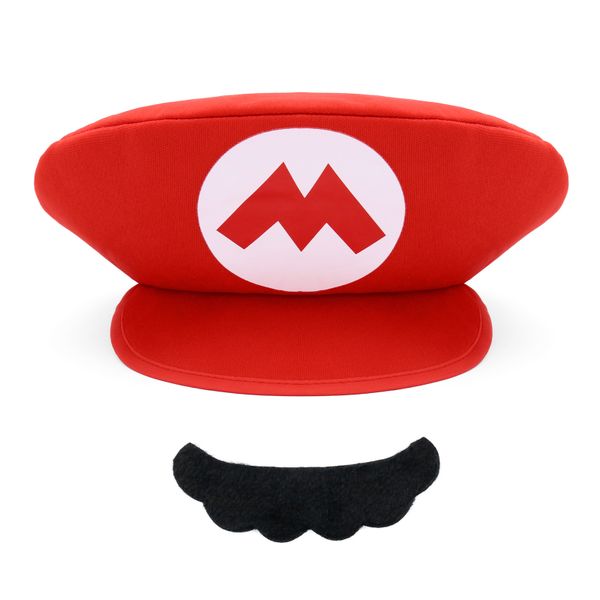 Mario And Luigi Costume Set - Official Style Hat With A Stick-On Mustache