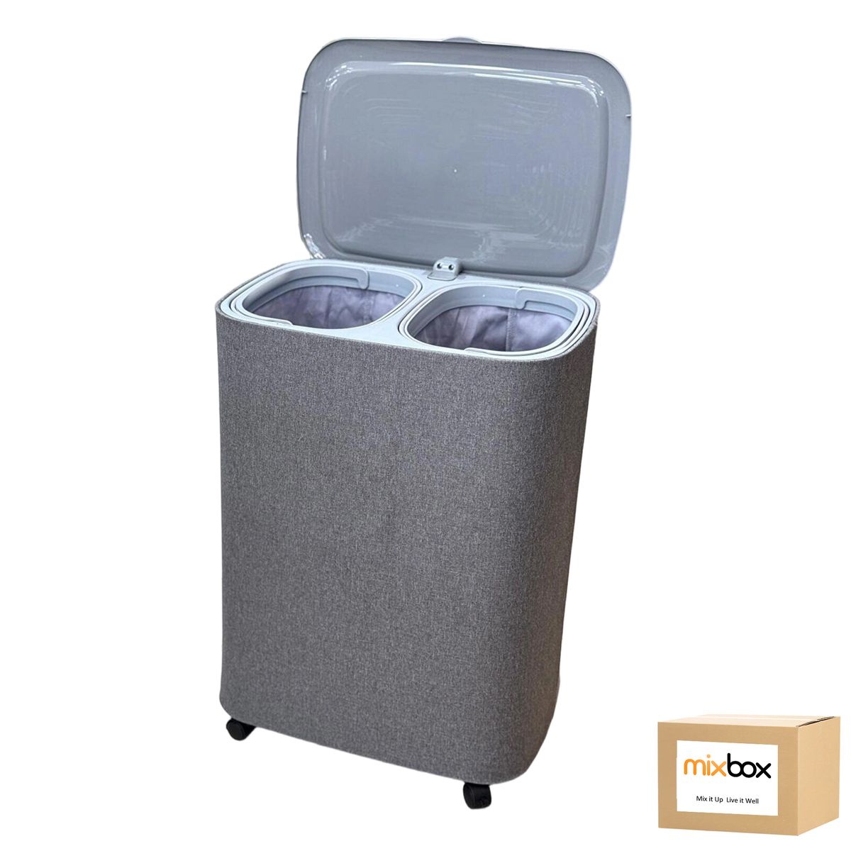 Mix Box Laundry Basket with Lid-90L,with Wheels