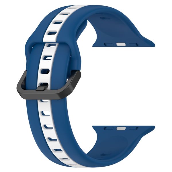 Two Tone Silicone Strap For Apple watch-42/44/45mm-Blue &amp; White