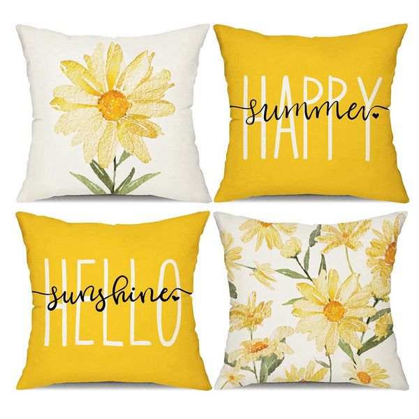 Summer Pillow Covers Set of 4 Throw Pillows for Couch Decor- 18X18