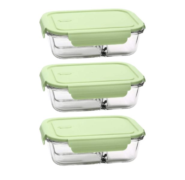 Transparent,Glass Compartment Rectangular Lunch Box