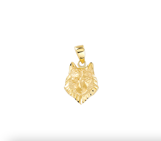 Wolf Face Pendant in 9kt yellow Gold