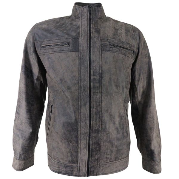 Mens Genuine Buffed Sheep Leather Regular Fit Jacket - Brown