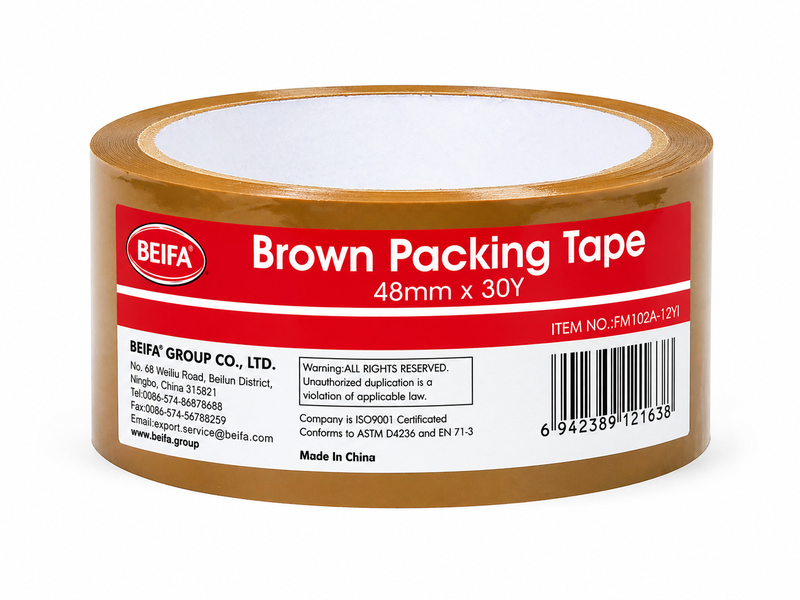 Beifa Brown Packing Tape 48mm x 30Y - Strong Adhesive Sealing Tape