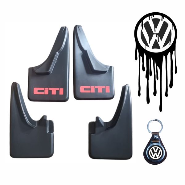 Vw Golf 1 Red Citi Mudflaps, Drip Sticker &amp; Keyr image