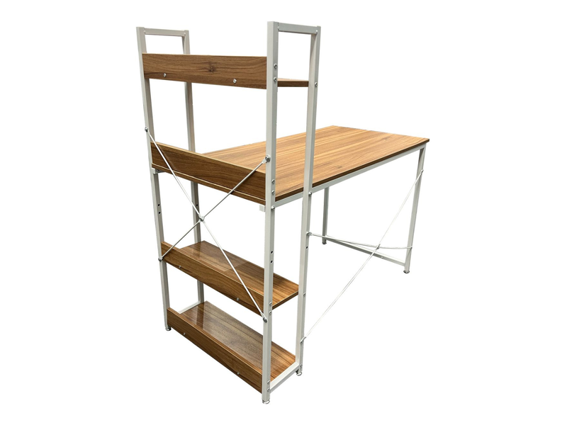 Ezra Computer Desk with Storage Shelves - Oak