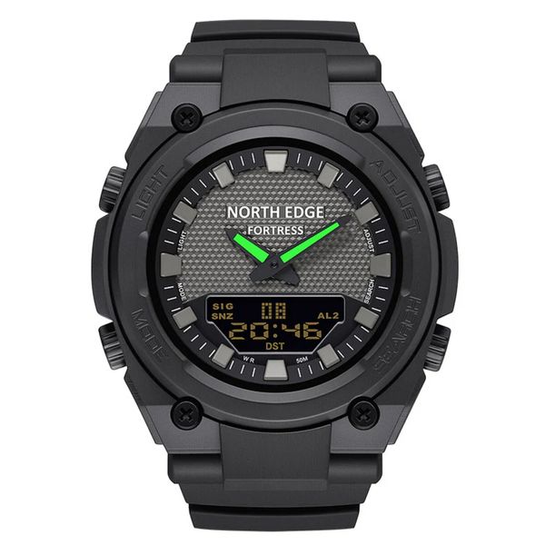 North Edge FORTRESS Men's Tactical Dual Display Outdoor Sports Watch Black