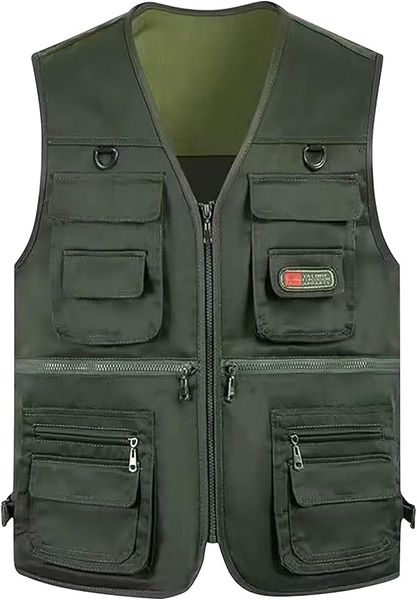 Mens Vest Casual Cargo Fishing Outdoor Jacket - XL