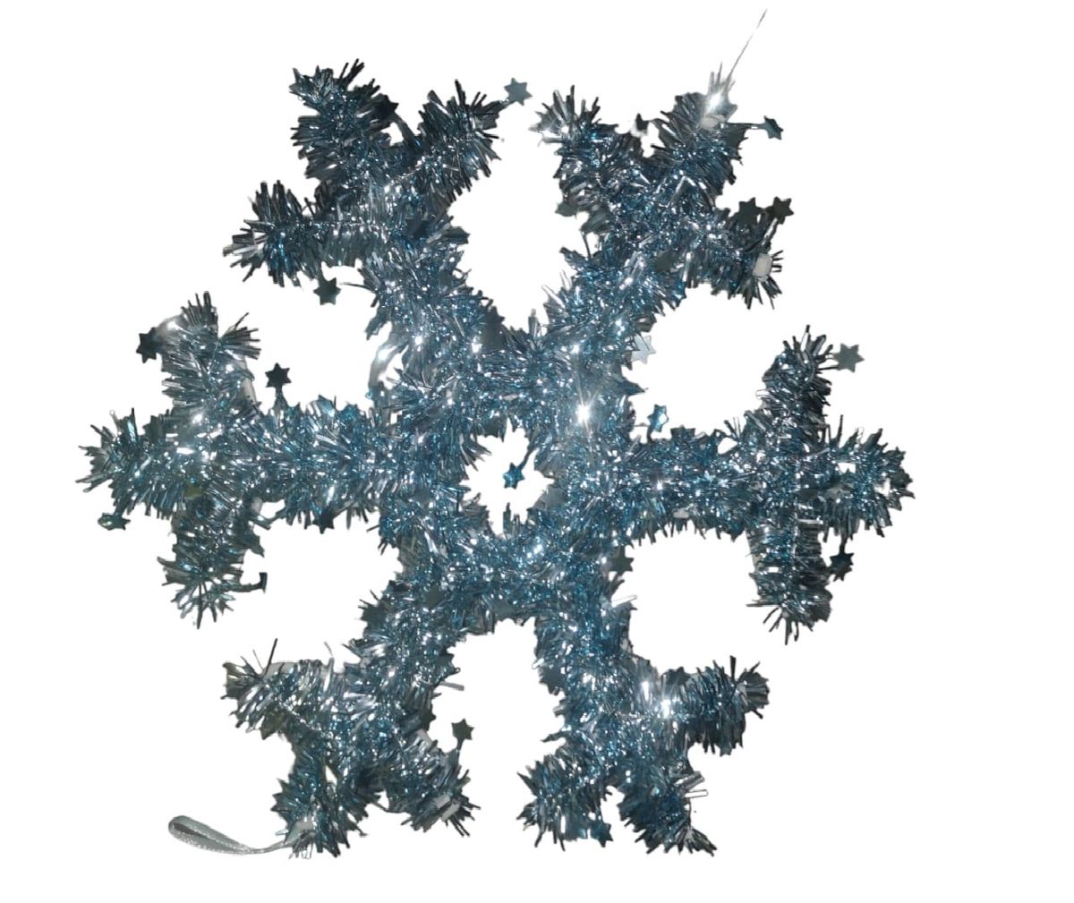 30cm Tinsel Ice Blue Snowflake Christmas Decoration