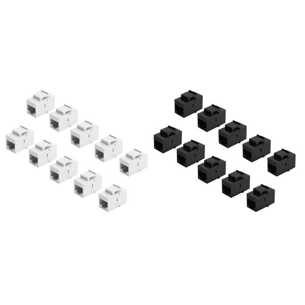 10Pieces Rj45 Connector Keystone Cat6 Extension Coupler Adapter Black