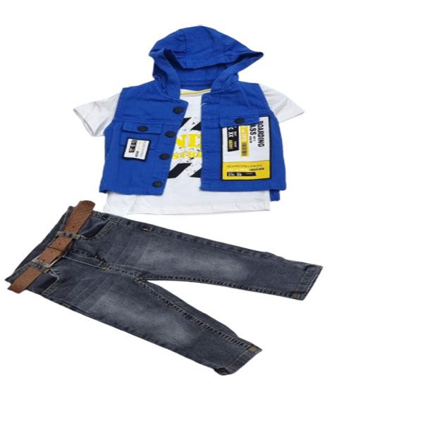 Little People Shop: Blue Hoodie Denim Set for Boys