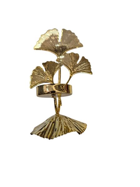 Gold Ginkgo Leaf Tealight Candle Holder - A Touch of Nature's Elegance