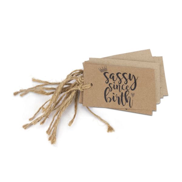Gift Tags - Sassy Since Birth - Kraft Paper - Brown - 10 Pack