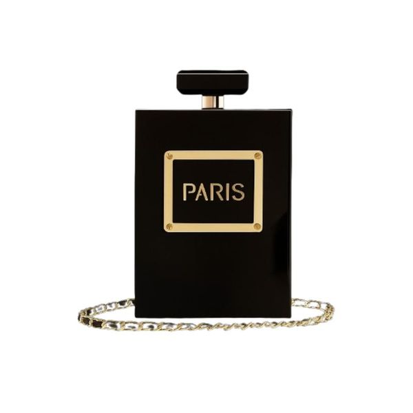 Paris Perfume Shaped Black Bag Purses Clutch Evening Bag