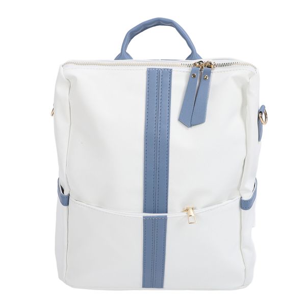Large Capacity Women Backpack Purse For Work Travel In Blue Soft PU Leather