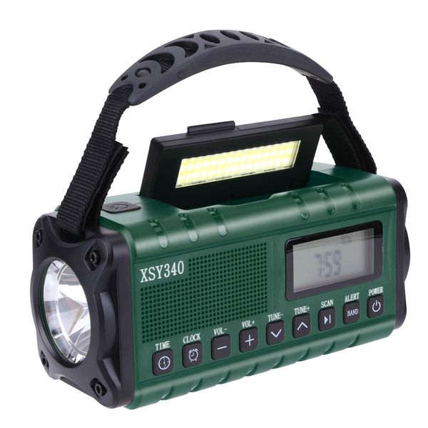 Portable Emergency Radio AM/FM/NOAA with Flashlight Hand Crank Solar Panel