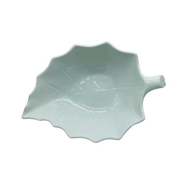 9" Ceramic Leaf Dish - White
