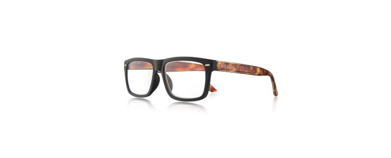 Brentoni Matt black front,shiny demi temple reading glass