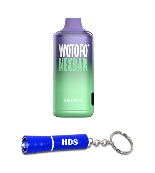 Wotofo Nexbar 10k 50mg Disposable Vape - Blue Razz Ice with HDS Torch